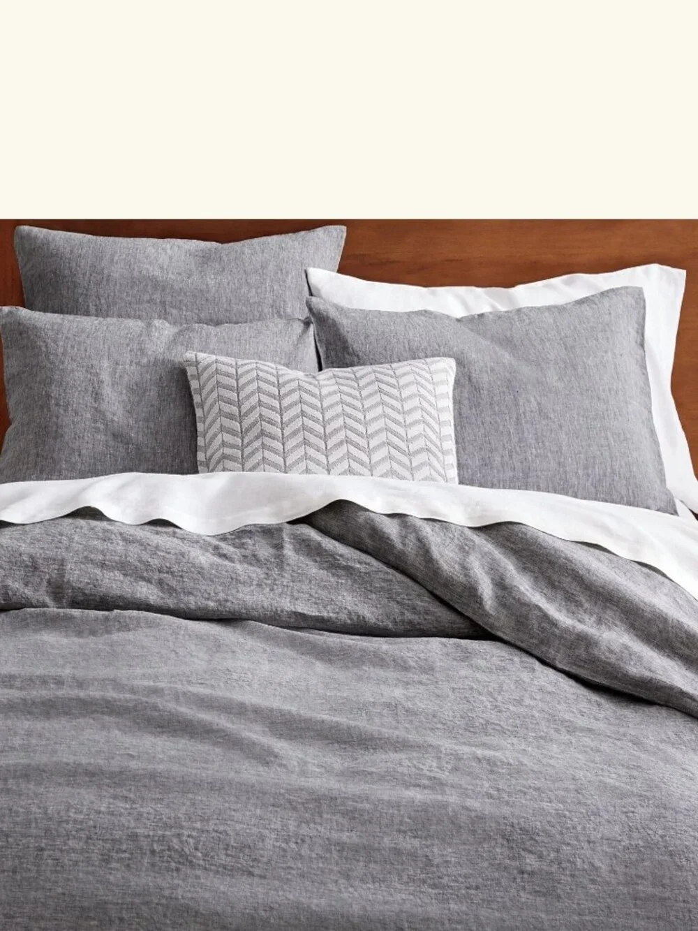 West Elm EUROPEAN FLAX LINEN Duvet Queen / Full in Slate Melange